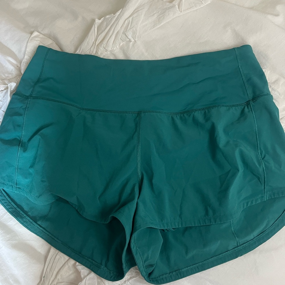 Teal Lagoon Lululemon High Rise Speed Up Shorts